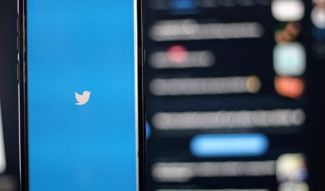 Phone screen with twitter logo