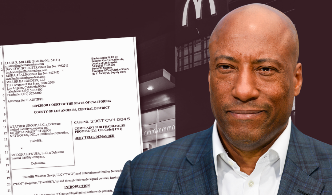 byron allen with image of lawsuit and mcdonalds