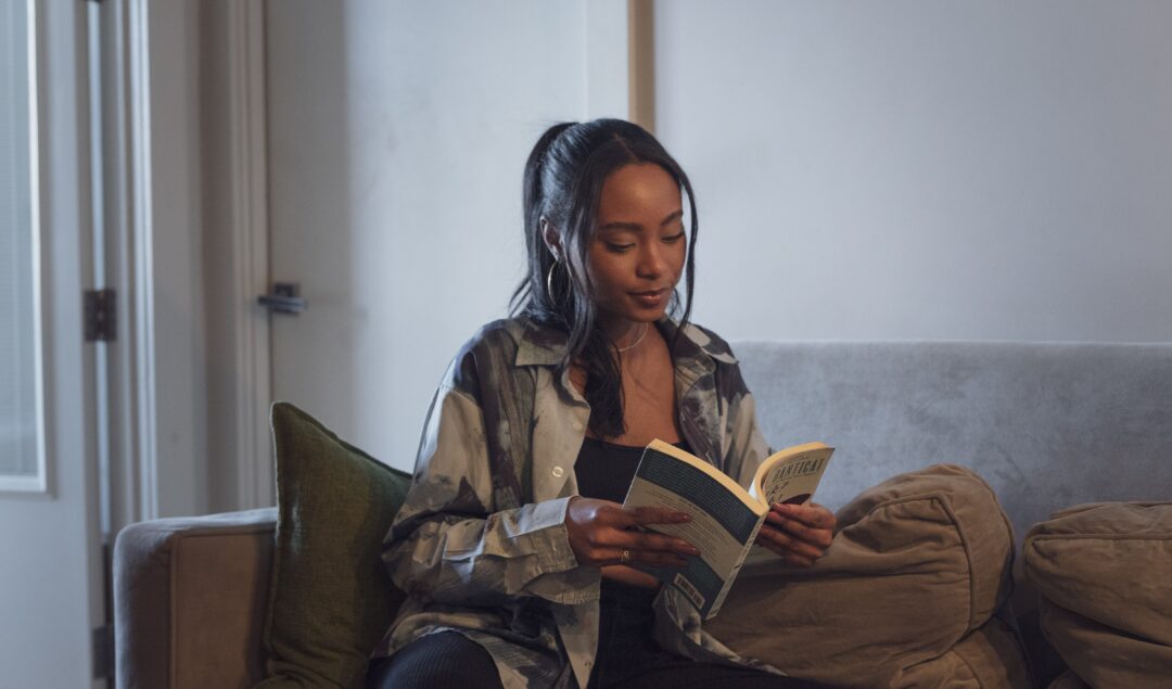 Student reading a book